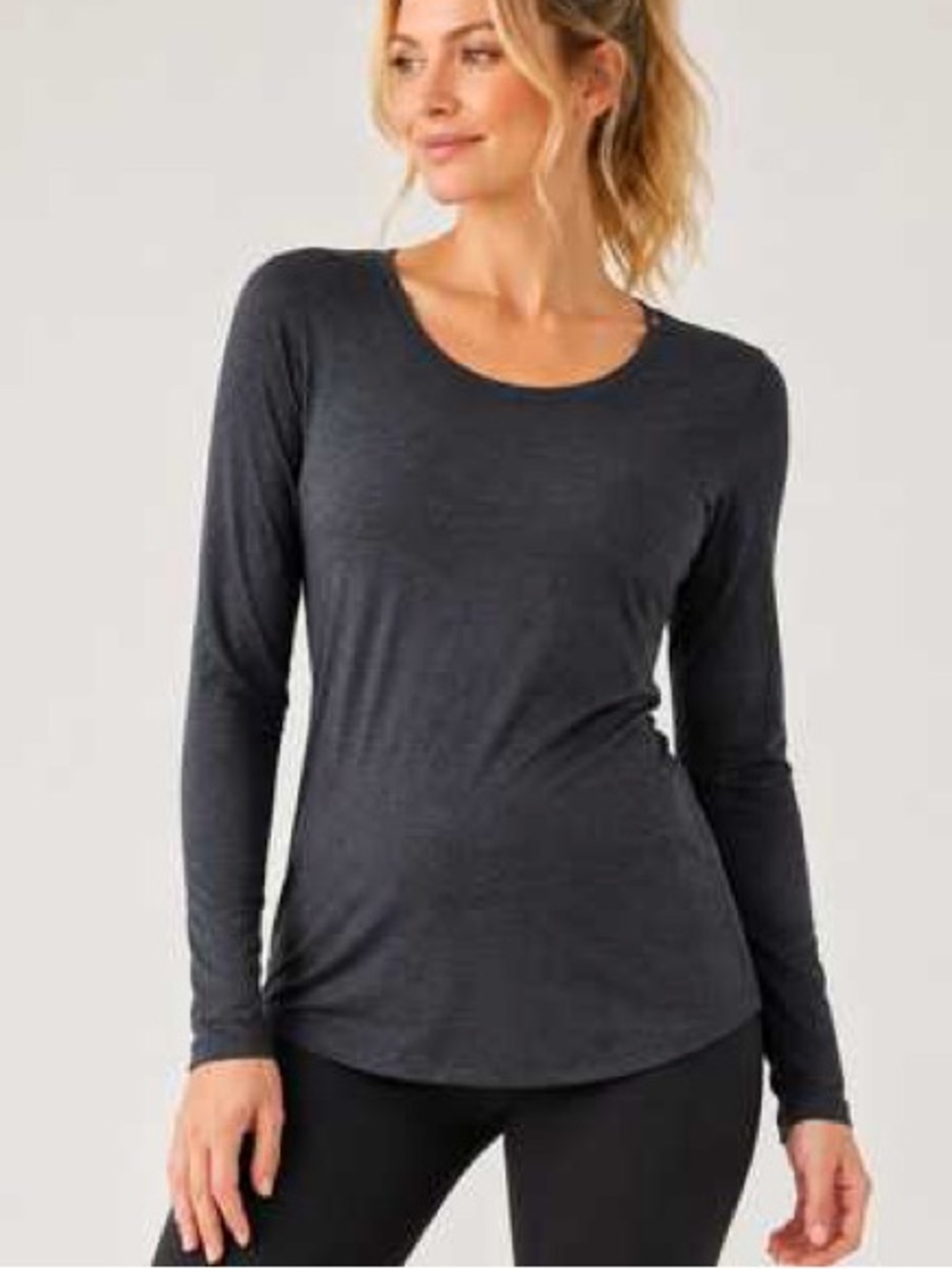 Beyond Yoga maternity Beyond the Bump charcoal grey luxe long sleeve top large